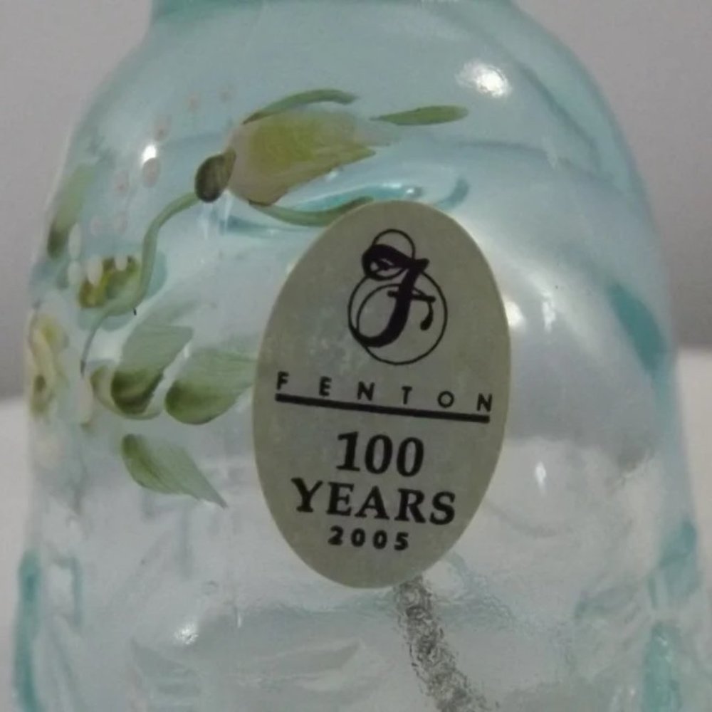 Fenton Glass Blue Hand-painted Bell with Flowers, 100 Years! - Picture 8 of 10